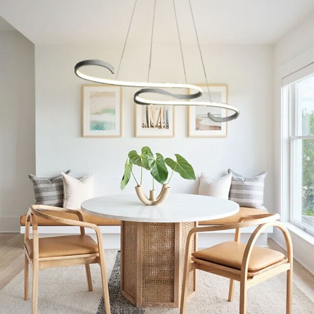  110 cm LED suspension plafonnier forme de vague suspension lumière îlot linéaire dimmable pour salon salle à manger cuisine minimaliste moderne 46 w