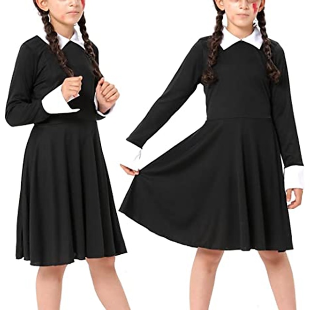  Szerda Addams Addams család szerda Ruhák Női Lány Filmsztár jelmez Szerepjáték Fekete ruha Iskolai egyenruha Álarcos mulatság Ruha
