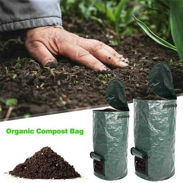  Garden Compost Bag, Garden Folding Compost Bin, Yard Leaf Waste Compost Bag Fruit Kitchen Fermentation Secret Cultivator Bags