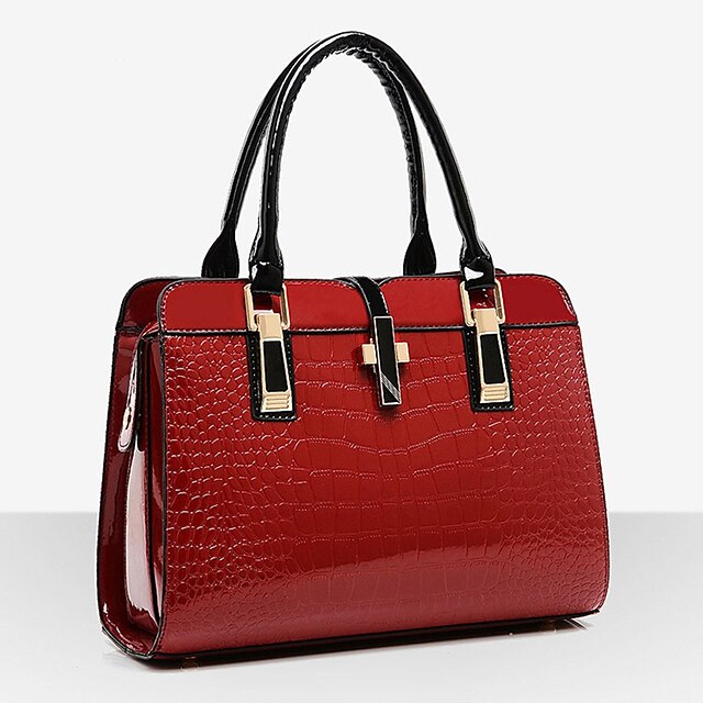 Women's Handbag Satchel Top Handle Bag Patent Leather PU Leather Office ...