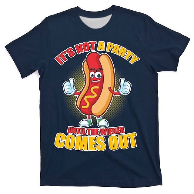  Herren Tee Offensive T-Shirts Graphic Hotdog Rundhalsausschnitt Bekleidung 3D-Druck Outdoor Casual Kurzarm Bedruckt Vintage Modisch Designer