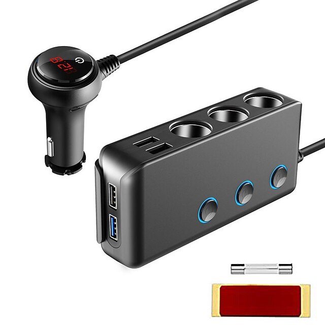  sigarettenaansteker 4 usb lader splitter 12v stopcontact stroomadapter auto nieuw