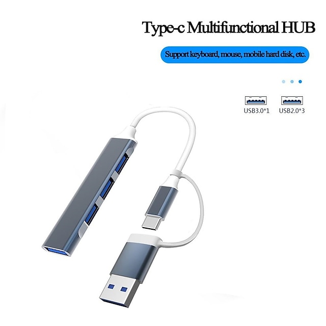  USB 3.0 USB 3.0 USB C Koncentratory 6 Porty 6-w-1 Wysoka prędkość Rozdzielacz USB z USB3.0*4 5V / 1,5A Dostarczanie mocy Na Laptop Smartfon