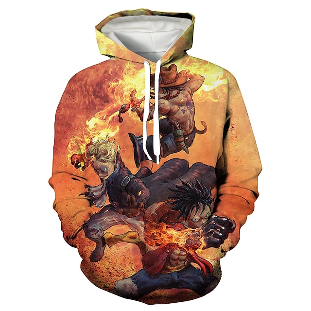  One Piece Film: Rot Affe D. Ruffy Portgas·D· Ass Kapuzenshirt Zeichentrick Manga Anime 3D Vordertasche Grafik Für Paar Herren Damen Erwachsene 3D-Druck