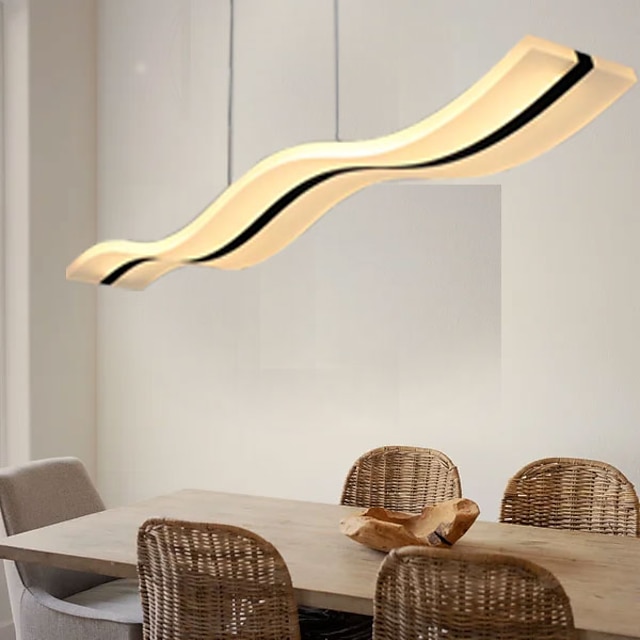  Lampa wisząca led 97cm 36w kształt fali akrylowa nowoczesna prosta moda wisząca lampa z pilotem do gabinetu biuro jadalnia oprawa oświetleniowa