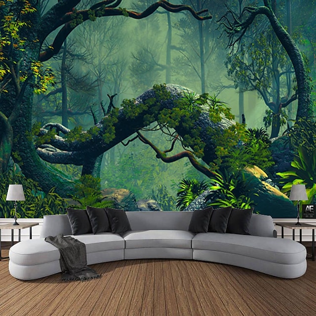  Magic Forest Landscape Wall Tapestry Art Decor Photograph Backdrop Blanket Curtain Hanging Home Bedroom Living Room Decoration