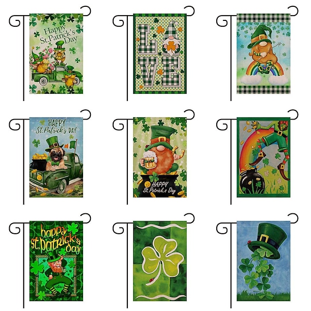  St. Patrick's Day Garden Flags Double Sided Fiberflax St. Patrick's Themed Garden Flag, Small Yard Flag for Outdoor Decorations 12x18 Inch (30*45cm)
