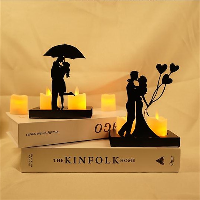  Creative Metal Wedding Decoration Props Candlestick Ornaments Valentine's Day Proposal Hug Confessions Atmosphere Candle Light Gift