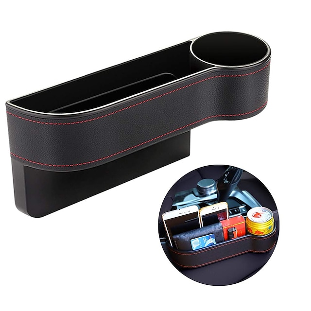  Seat Side Organizer Cup Holder For Cars Leather Multifunctional Auto Seat Gap Filler Storage Box Seat Pocket Stowing Tidying