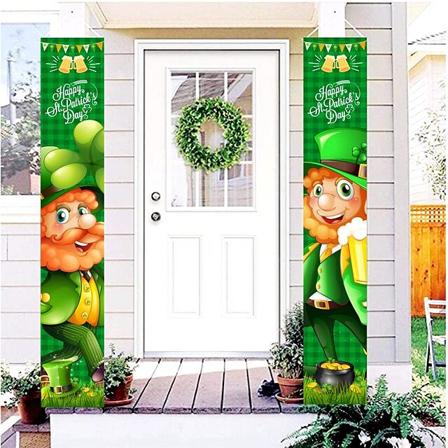  St. Patrick'S Day Couplet Decoration Curtain Ireland National Day Porch Flag St. Patrick'S Couplet