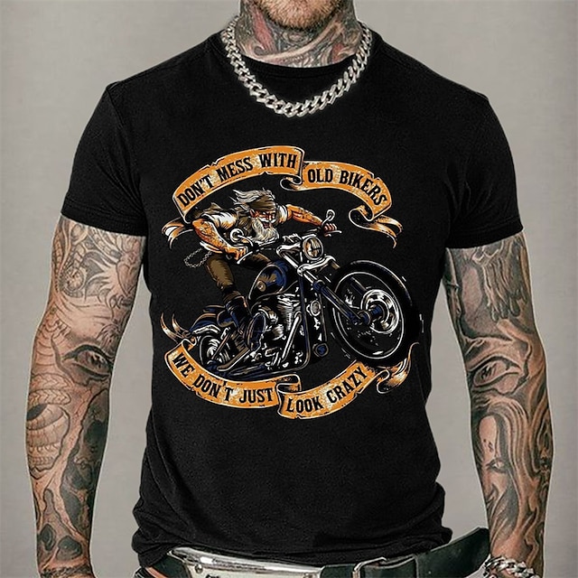  Homens Estampas Abstratas Motocicletas Camiseta Estilo casual Algodão Manga Curta Gráfico Camisa Preto Branco Azul Marinho Camiseta confortável Férias Rua Roupas de estilistas