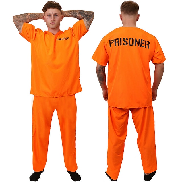  Prisoner Cosplay Costume Career Costumes Adults' Men's Cosplay Party Carnival Masquerade Mardi Gras Easy Halloween Costumes