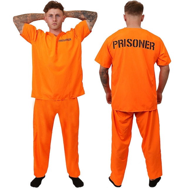  Prisonier Costume de Cosplay Costumes de carrière Adulte Homme Cosplay Soirée Carnaval Mascarade mardi Gras Déguisements d'Halloween faciles