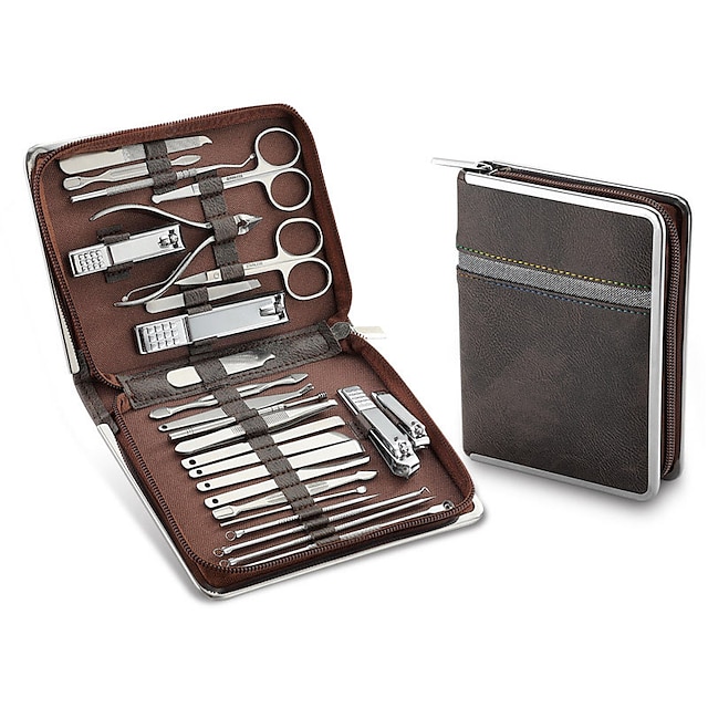  set manicure kit pedicure - 26 pezzi kit manicure tagliaunghie professionale kit per la cura delle unghie in acciaio inossidabile set pedicure per donna uomo