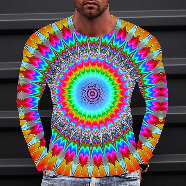  Per uomo Pop art Tecnologia maglietta Magliette Manica lunga maglietta Stampa 3D Girocollo Camicia Di tendenza Originale Semplice Esterno Informale Giornaliero Giallo Blu Verde Primavera & Autunno