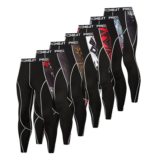 Men's Compression Tights Leggings Patchwork Base Layer Athletic Spandex