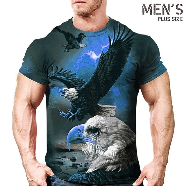 Men's Plus Size Big Tall T shirt Tee Tee Crewneck Gray Short Sleeves Outdoor main image 1