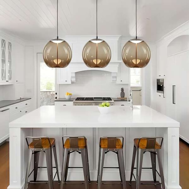  led hanglamp glas keuken eiland licht enkel ontwerp gegalvaniseerde led nordic stijl 220-240v 110-120v