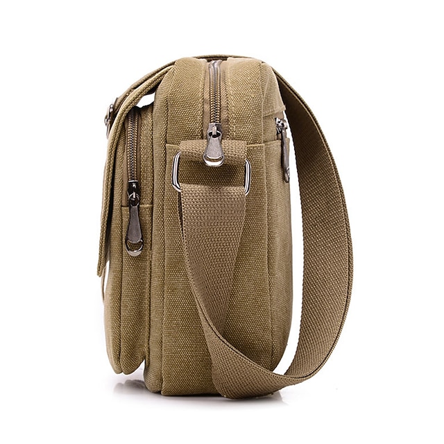 Men's Canvas Crossbody Messenger Bag Durable Small Shoulder Bag with Adjustable Strap for