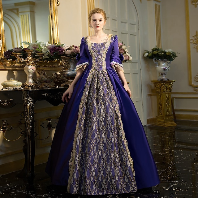  Retro Vintage Gothic Medieval Masquerade Christmas Dress Prom Dress Princess Shakespeare Solid Color Ball Gown Fancy Dress Women's Royal Halloween Carnival New Year Party Evening Party Party