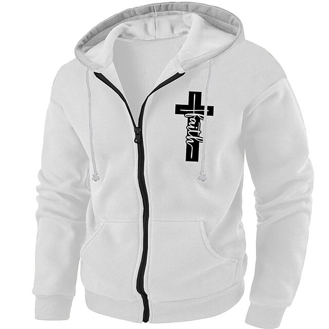 Men's Full Zip Hoodie Jacket Black White Army Green Navy Blue Purple