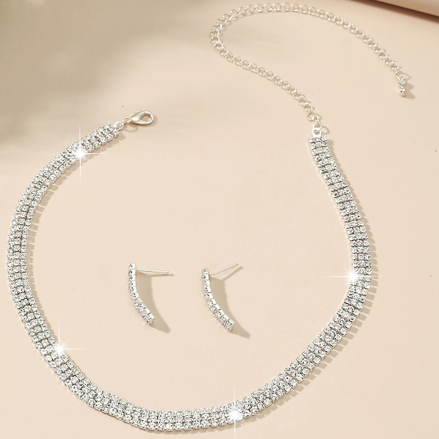  Seturi de bijuterii 1set Diamante Artificiale Aliaj 1 Colier Cercei Pentru femei Stilat Simplu Elegant Lantul de tenis Prinţesă Set de bijuterii Pentru Petrecere Aniversare Petrecere / Seară