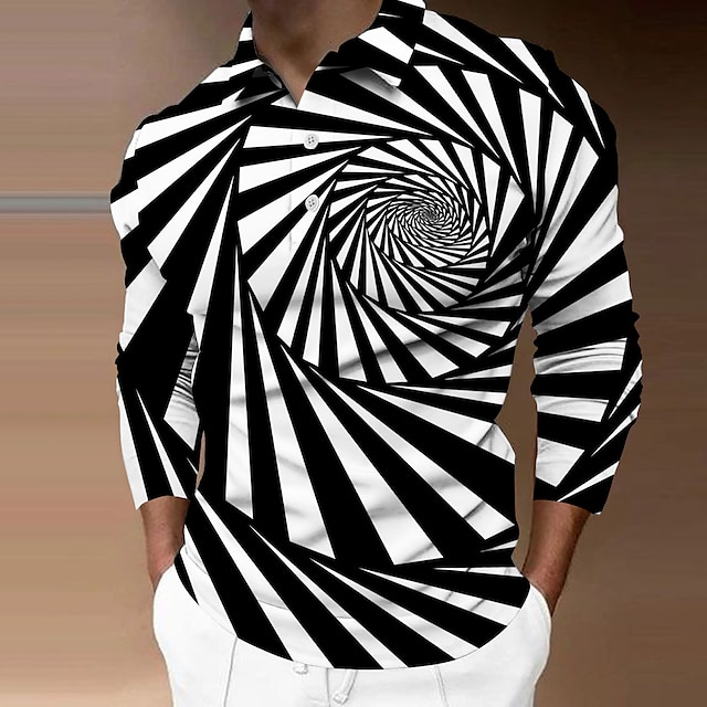 Men's Polo Shirt Golf Shirt Optical Illusion Graphic Prints Turndown ...