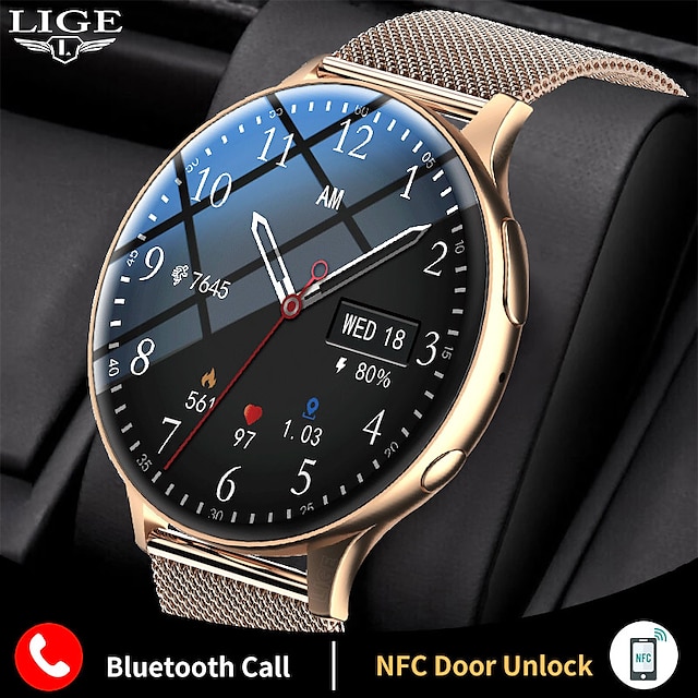  LIGE BW0392 Smart Watch 1.3 inch Smartwatch Fitness Running Watch Bluetooth Call Reminder Sleep Tracker Heart Rate Monitor Compatible with Android iOS Women Waterproof Hands-Free Calls Media Control
