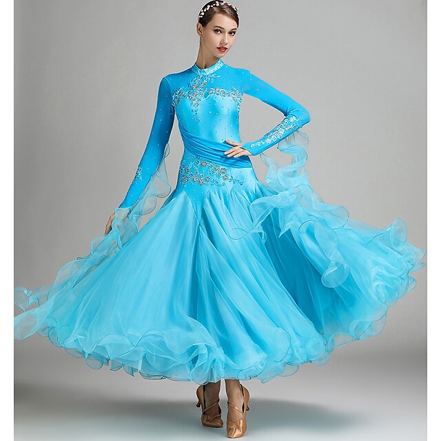 Women's Dancewear Ballroom Dance Dress Crystals/Rhinestones Women's Performance Daily Wear Long Sleeve