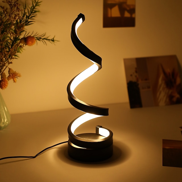  светодиодная спиральная настольная лампа, современный трехступенчатый переключатель питания с usb-затемнением