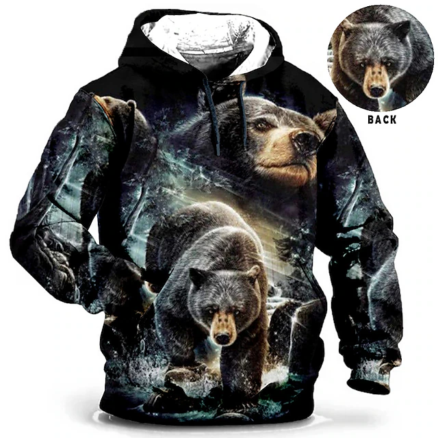 Men's Plus Size Pullover Hoodie Sweatshirt Big and Tall Animal Hooded Pocket Long Sleeve Spring & Fall Fashion Streetwear Basic Comfortable Daily Wear Vacation Tops 5