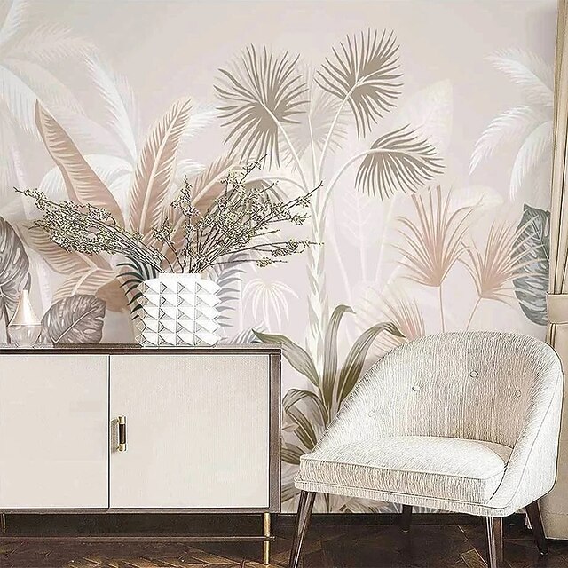 Vintage Tropical Plant Leaf Wall Painting Living Room TV Sofa Bedroom Background Wall Wallpaper