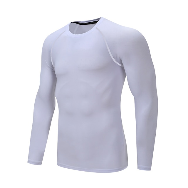  Herre Kompressions Trøje Løbe-T-shirt Langærmet Baselag Atletisk atletiktøj Efterår Ensfarvet Spandex Hurtigtørrende Svedreducerende Power flex Åndbart Løbe Træning Bodybuilding Sportstøj Sportstøj