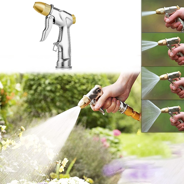  Frissítés kerti tömlőfúvóka permetezőgép 100%-ban nagy teherbírású fém kézi vízfúvóka nagynyomású 4 permetezési módban növények kézi öntözéséhez és füves autómosáshoz terasz és háziállat
