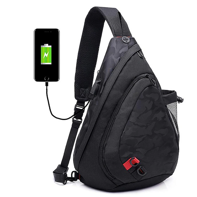 Men's Unisex Sling Shoulder Bag Oxford Cloth Daily Office & Career Buttons Zipper Solid Color Camouflage Blue Camouflage Black camouflage black grey 7