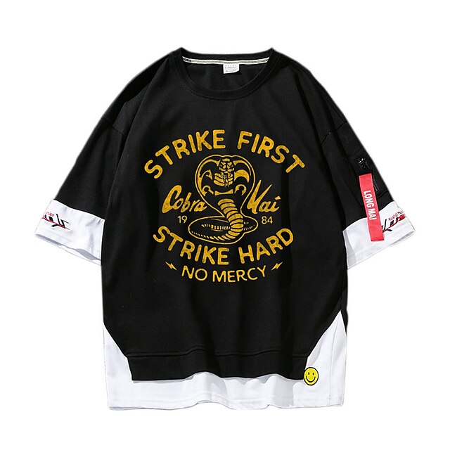  Cobra Kai Karate Kid T-shirt Color Blocking Anime Graphic T-shirt For Men's Women's Unisex Adults' Hot Stamping 100% Polyester Casual Daily