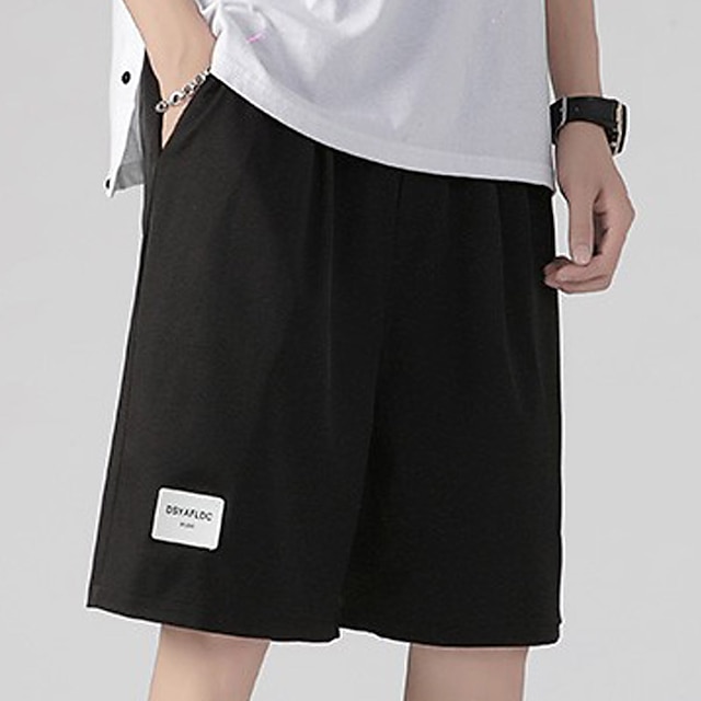  Men's Athletic Shorts Active Shorts Casual Shorts Pocket Drawstring Elastic Waist Plain Comfort Quick Dry Outdoor Daily Going out Fashion Streetwear Black White