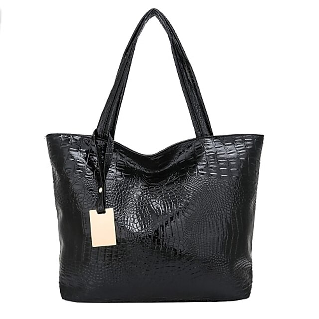 Women Apricot Zircon Large Capacity Faux Leather Tote Handbag