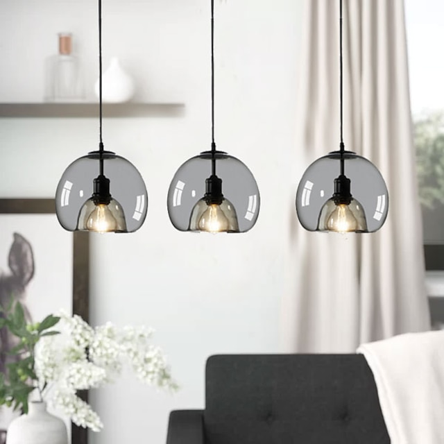  LED hanglamp modern glas keukeneiland licht 23 cm vintage metaal gelaagd geometrisch grijs geverfd land woonkamer slaapkamer eetkamer keuken verlichting
