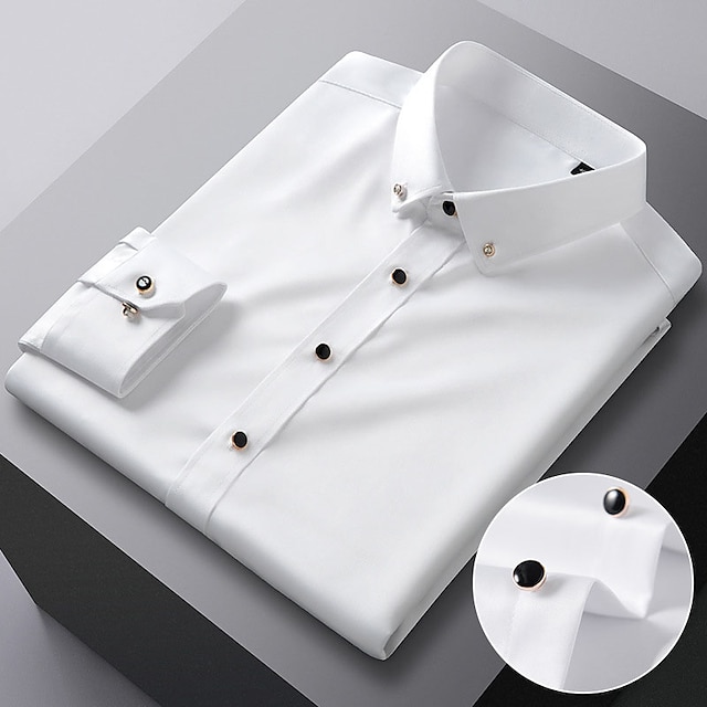  Ανδρικά Επίσημο Πουκάμισο Πουκάμισο με κουμπιά Μεταξωτό πουκάμισο Μαύρο Λευκό Ανθισμένο Ροζ Μακρυμάνικο Συμπαγές / Απλό χρώμα Απορρίπτω Άνοιξη & Χειμώνας Γάμου Καθημερινά Ρούχα Ρούχα Λάγνος