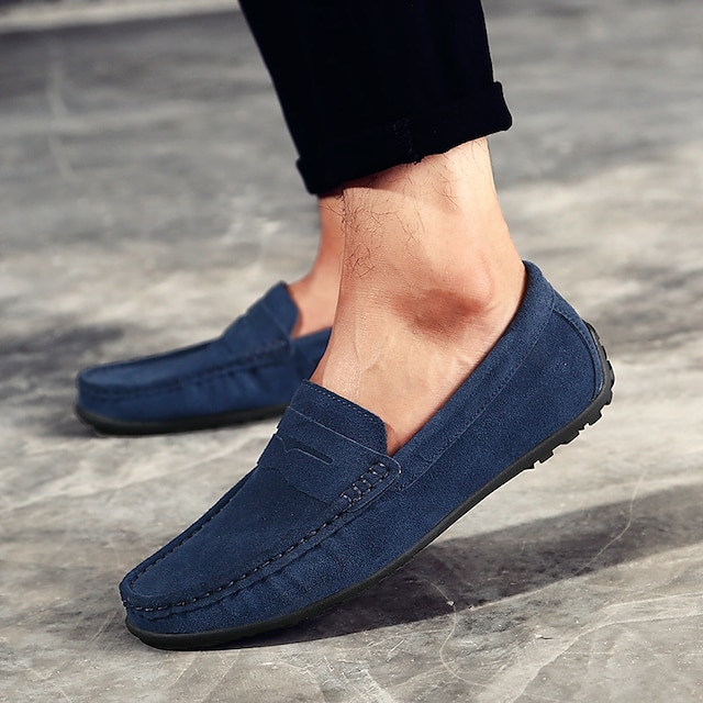  Herr Tofflor och Slip-Ons Mockaskor Plusstorlekar Penny Loafers Körande loafers Ledigt Utomhus Dagligen Mocka Loafers Svart Vinröd Marinblå Sommar Vår