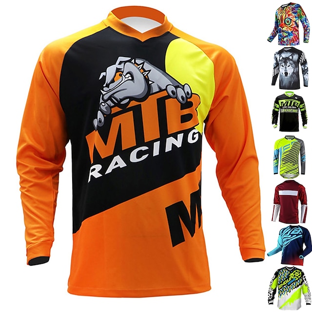  21Grams Men's Cycling Jersey Downhill Jersey Dirt Bike Jersey Long Sleeve Bike Jersey Top with 3 Rear Pockets Mountain Bike MTB Road Bike Cycling UV Resistant Breathable Quick Dry Back Pocket Black