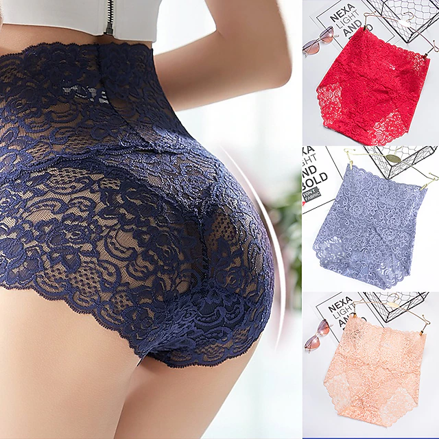 Women's Sexy Panties Brief Underwear 1 PC Underwear Sexy Comfort Lace Pure Color PU High Waist Sexy Green Black Purple M L XL Home Outfits 29