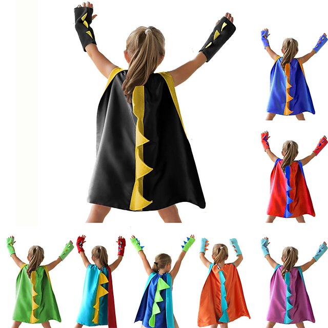  Dinosaur Cloak Masquerade 2 Pieces Kid's Boys Cosplay Party Carnival Masquerade Festival / Holiday Satin / Tulle Black / Red / Blue Easy Carnival Costumes Color Block World Book Day Costumes