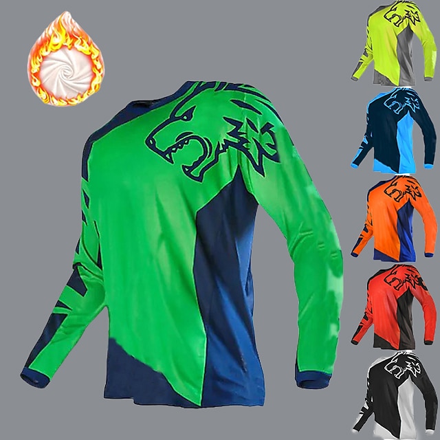  21Grams Men's Downhill Jersey Long Sleeve Mountain Bike MTB Road Bike Cycling Black Green Yellow Graphic Bike Warm Breathable Moisture Wicking Polyester Spandex Sports Graphic Clothing Apparel