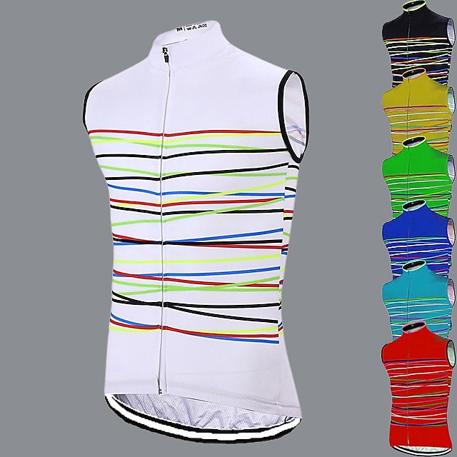  Pánské Cyklodres Horizontální pásky Bez rukávů Kolo Dres Vrchní část oděvu se 3 zadními kapsami Horská cyklistika Silniční cyklistika Rychleschnoucí Reflexní pásky Zadní kapsa Odvod vlhkosti Sportovní