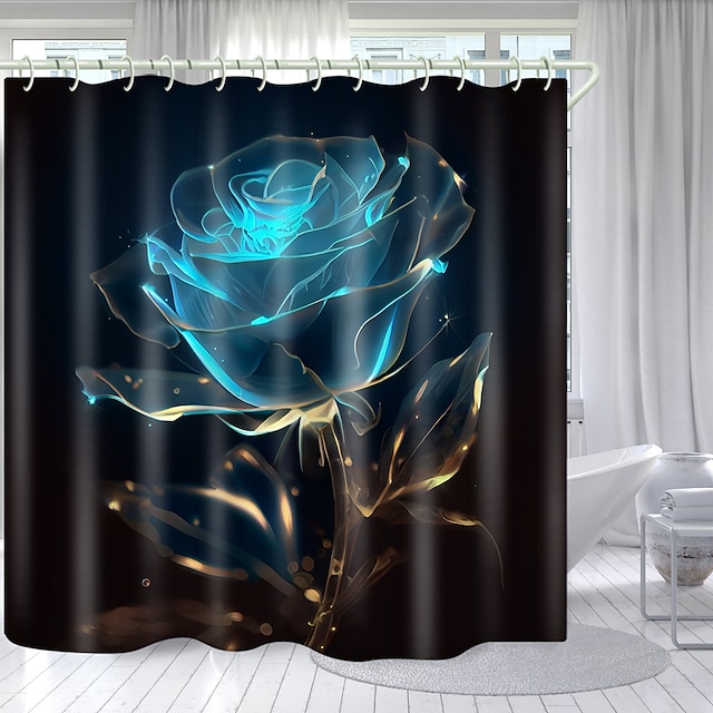  Valentine's Day Shower Curtain,Rose Bathroom Shower Curtains & Hooks Contemporary Polyester Waterproof