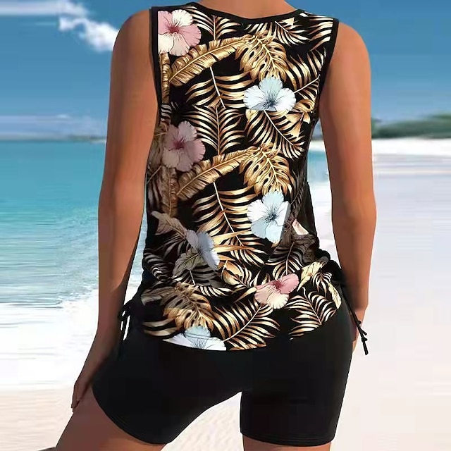 Women's Swimwear Tankini 2 Piece Plus Size Swimsuit Printing Floral ...