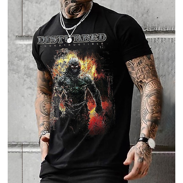  Disturbed Indestructible T-shirt Anime Cartoon Anime Classic Street Style T-shirt For Men's Women's Unisex Adults' 3D Print 100% Polyester