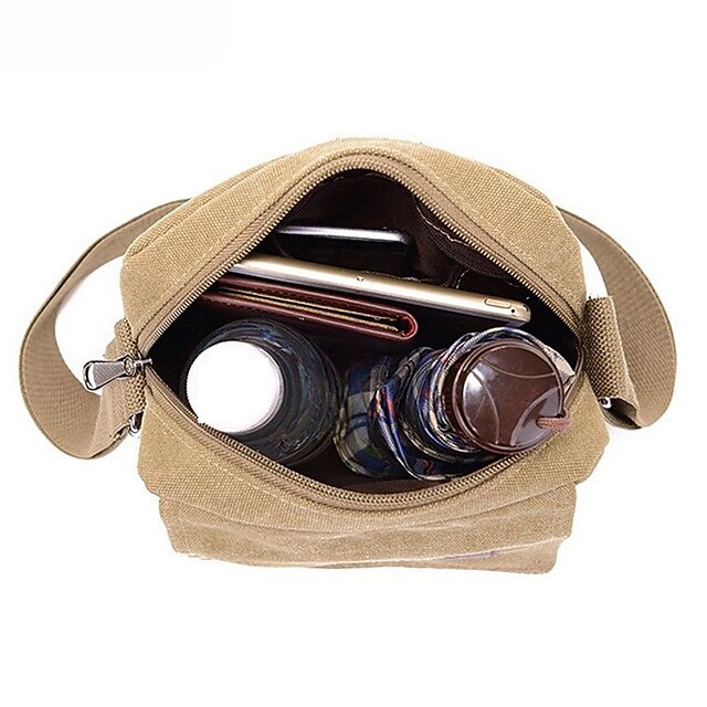 Men's Canvas Crossbody Messenger Bag Durable Small Shoulder Bag with